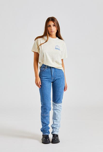 Ganni Cutline Denim Swigy Mid Blue Stone